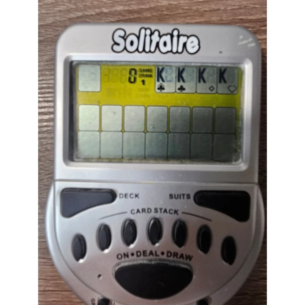 Handheld Electronic Solitaire Game Silver Portable Retro LCD Travel Card Game